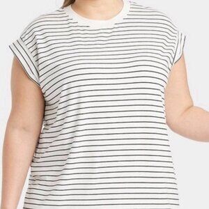 Target A New Day Cotton Modal Spandex Striped Midi Dress Women's XL Cream Black